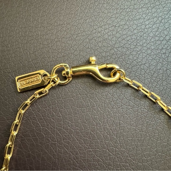 New Coach Elegant Gold Multi-Layer Chain Necklace with Gem Accents - Picture 5 of 8